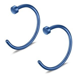 2pc Stainless Steel Blue Nose Rings